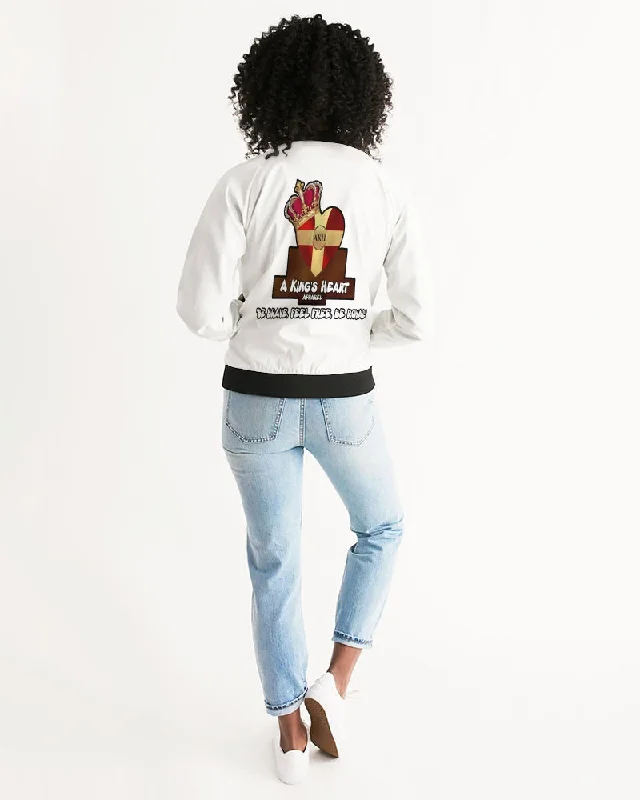 AKH White & Black Women's Bomber Jacket