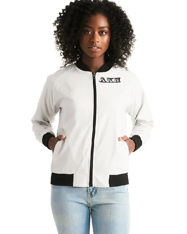 AKH White & Black Women's Bomber Jacket