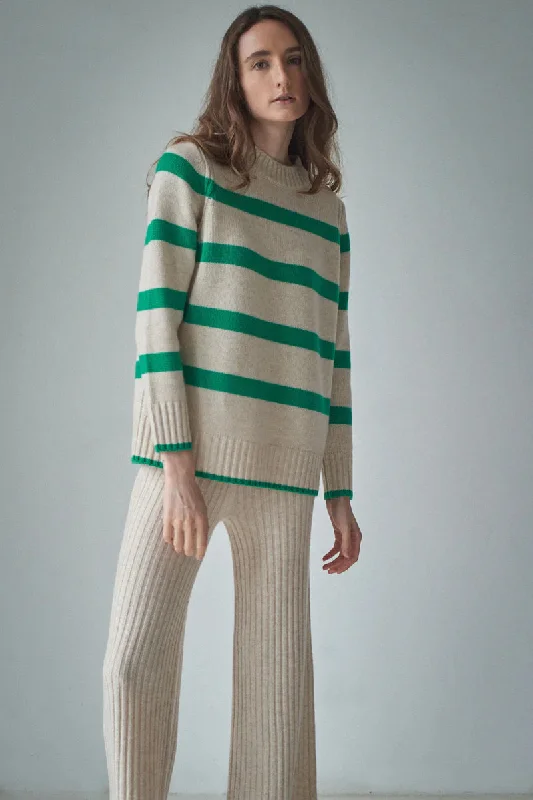 Aleger Cashmere Blend Wide Stripe Crew Shelly Kelly