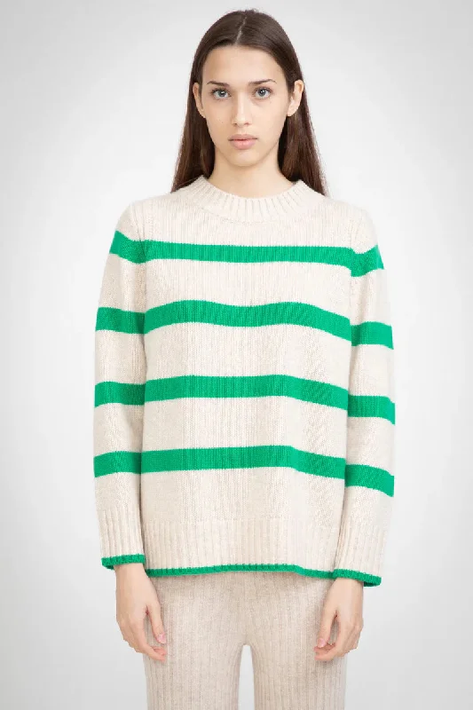 Aleger Cashmere Blend Wide Stripe Crew Shelly Kelly