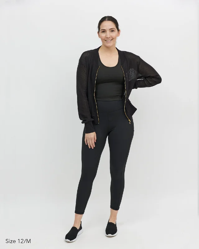 Amara Mesh Bomber Jacket - Black