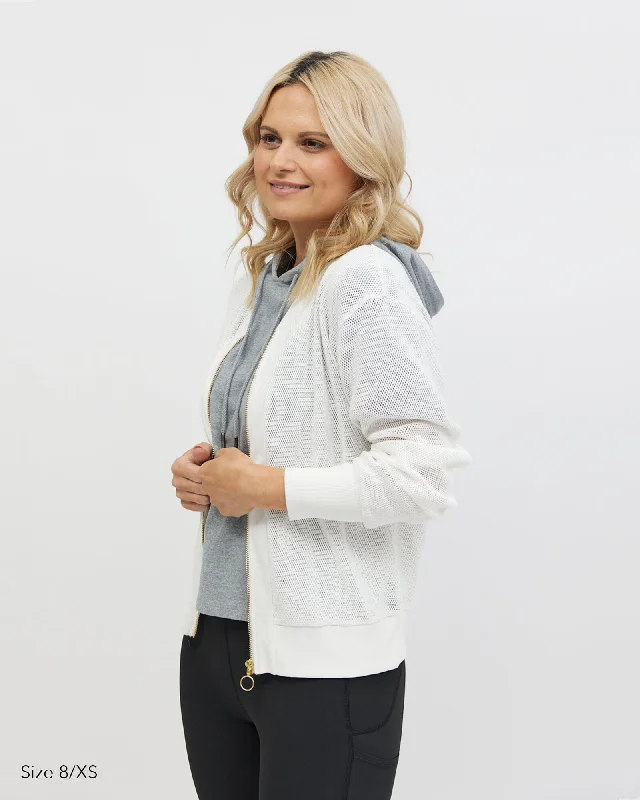 Amara Mesh Bomber Jacket - Cream