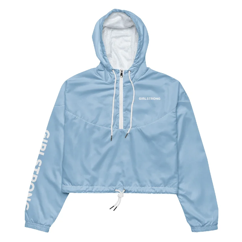 GIRLFRIEND PULLOVER CROP WINDBREAKER BABY BLUE GIRLSTRONG