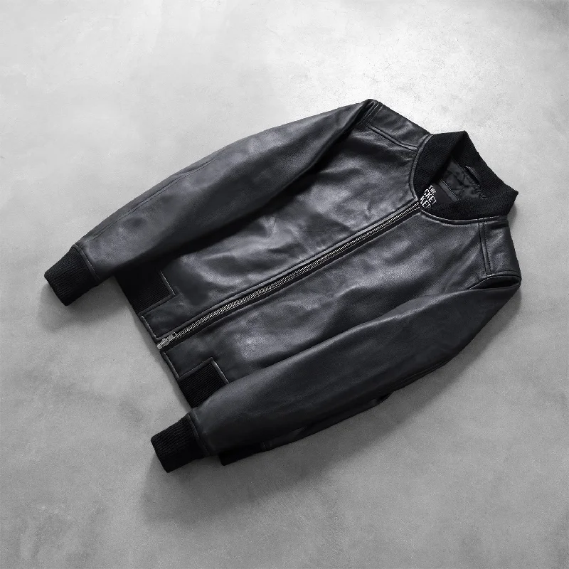 Bliss Black Leather Bomber Jacket