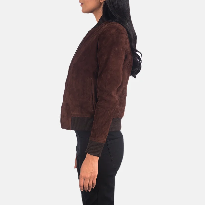 Bliss Brown Suede Bomber Jacket