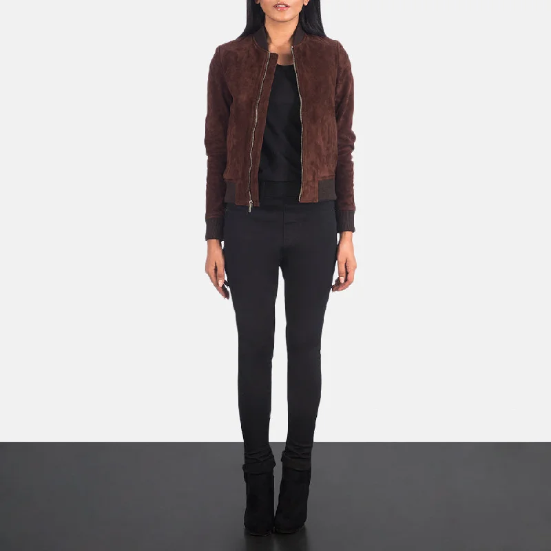 Bliss Brown Suede Bomber Jacket