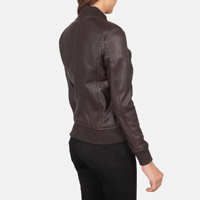 Bliss Maroon Leather Bomber Jacket