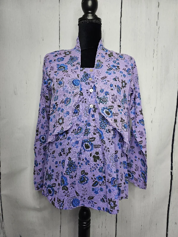 Bolero Jacket  sheer 100% cotton guaze  Womens - PERWINKLE