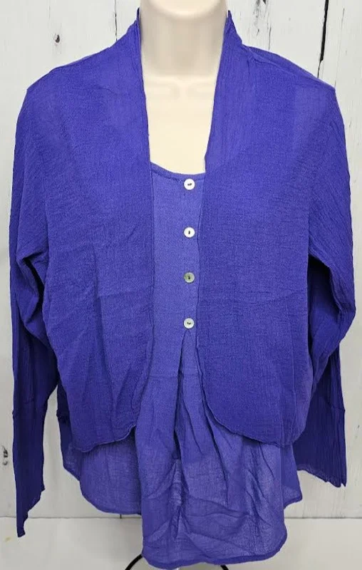 Bolero Jacket Sheer Long Sleeve Purple Women's cg901