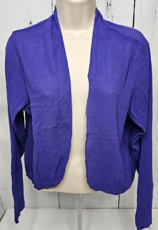 Bolero Jacket Sheer Long Sleeve Purple Women's cg901