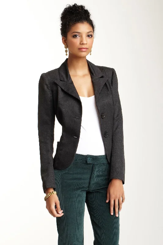 Brocade Blazer - Black Brush Stoke