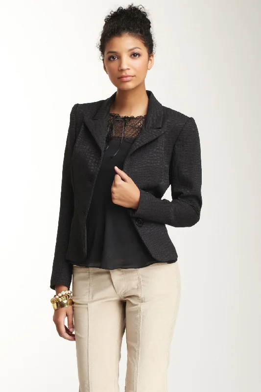 Brocade Blazer - Black Cloque