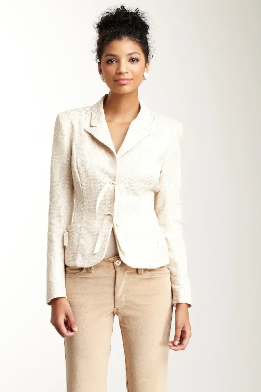 Brocade Blazer - Cream Pebble