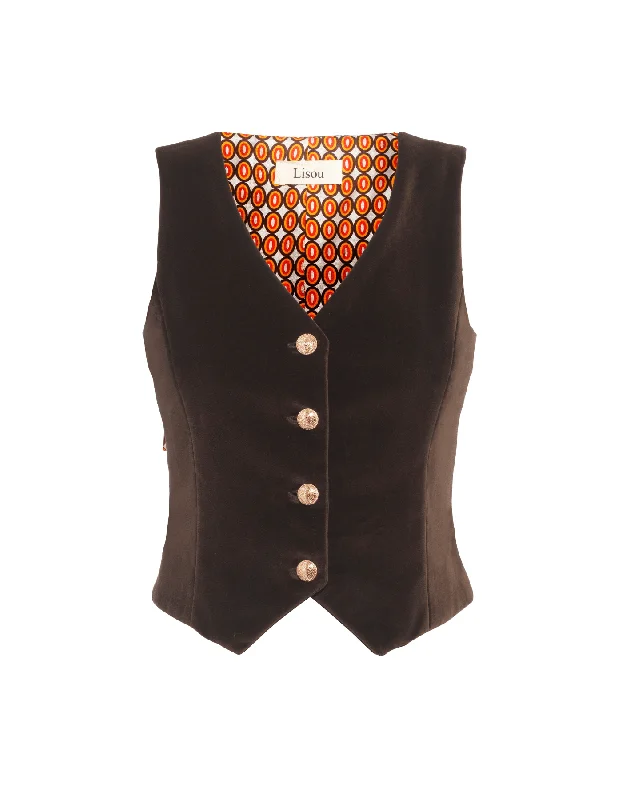 Carmen Chocolate Brown Velvet Waistcoat