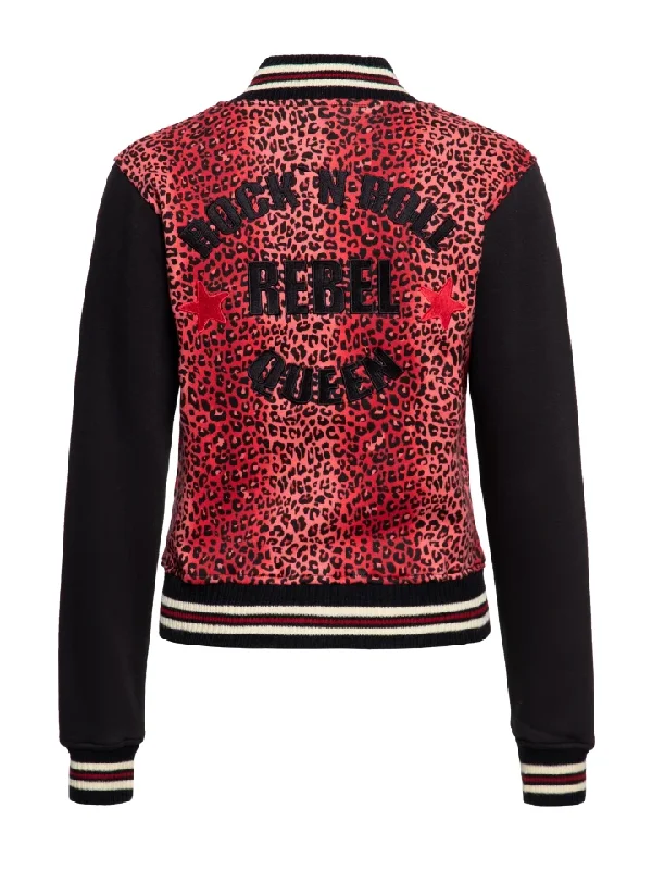 Collegejacke Rock´n Roll Rebel, pink-rot