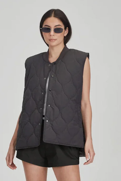 Commoners - Womens Quilted Vest, Charcoal