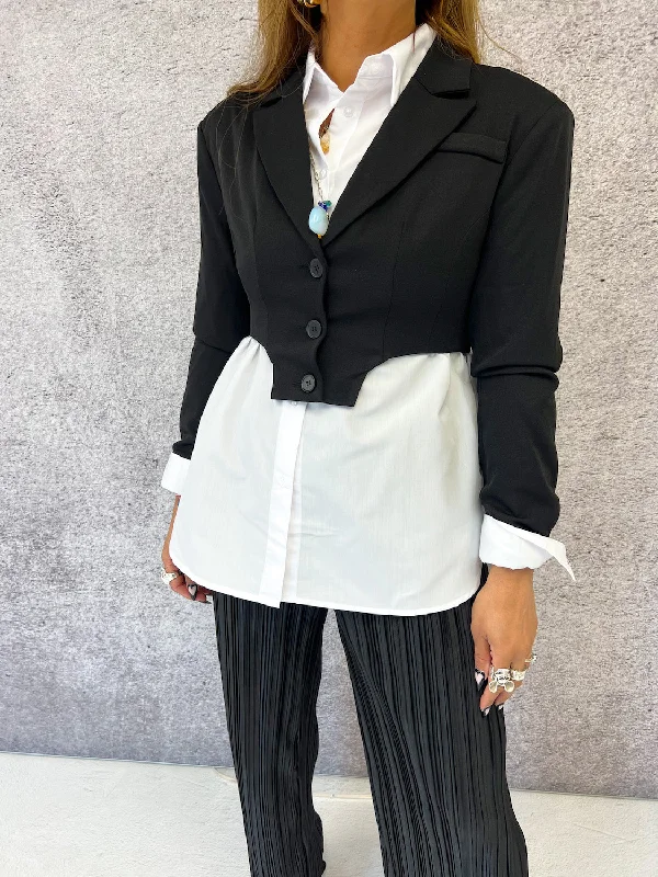 Crop Tailored Blazer In Black