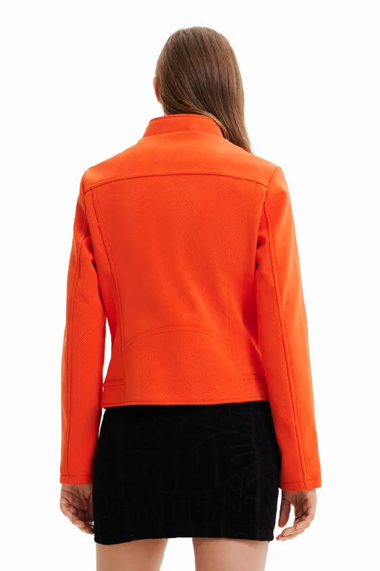 Desigual Suede Effect Orange Jacket