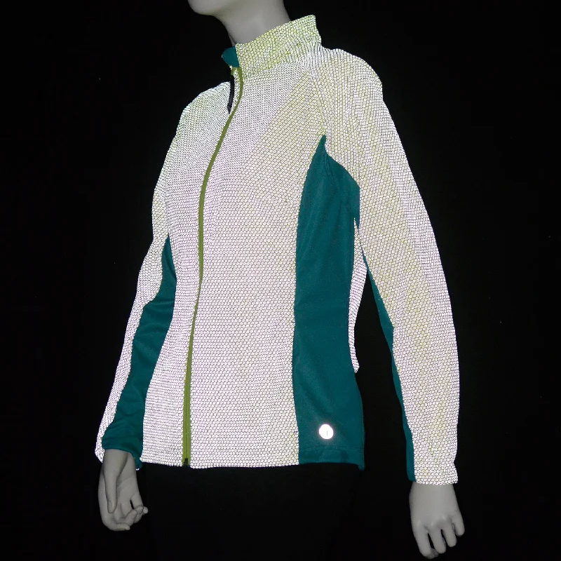 Dover Women's Softshell Reflective Running Jacket in Flo Lime/Peacock