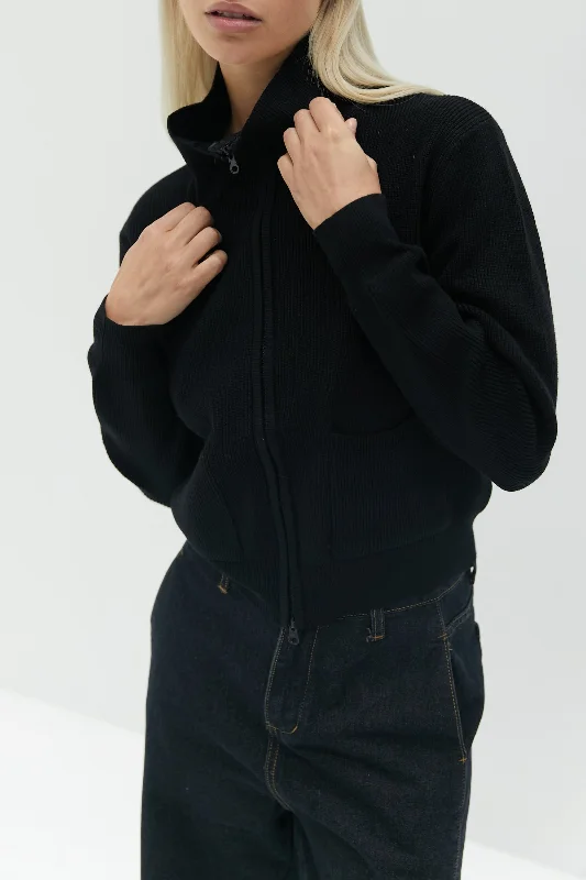 Emma Zip Up Jumper - Black