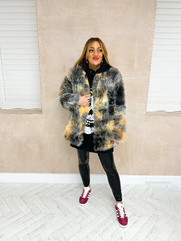 Faux Fur Shabby Jacket In Multi