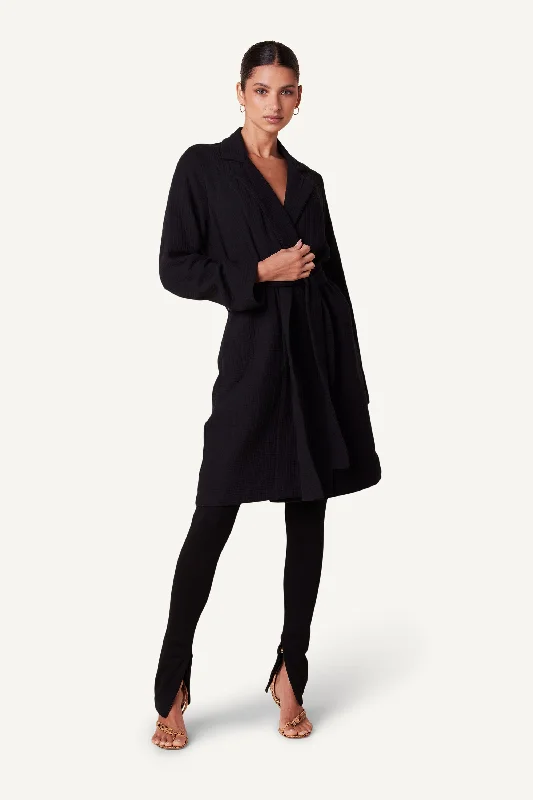 FAYE GAUZE TRENCH COAT | BLACK