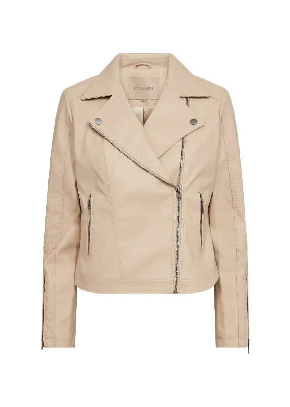 Gunilla 7 Faux Leather Jacket in Sand