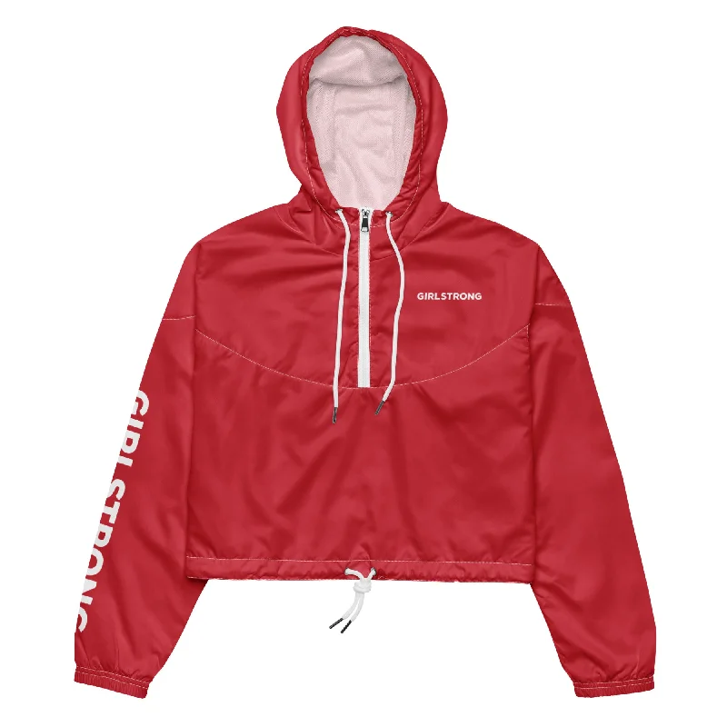 GIRLFRIEND PULLOVER CROP WINDBREAKER RED GIRLSTRONG