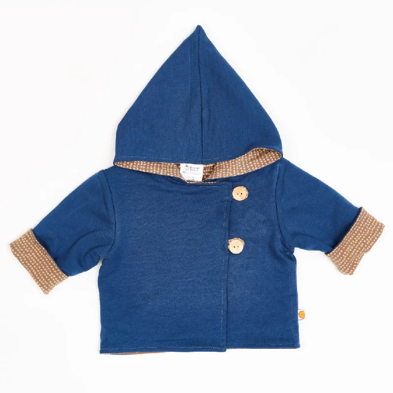 Reversible baby jacket ""Indigo/Dotted Lines Taupe""