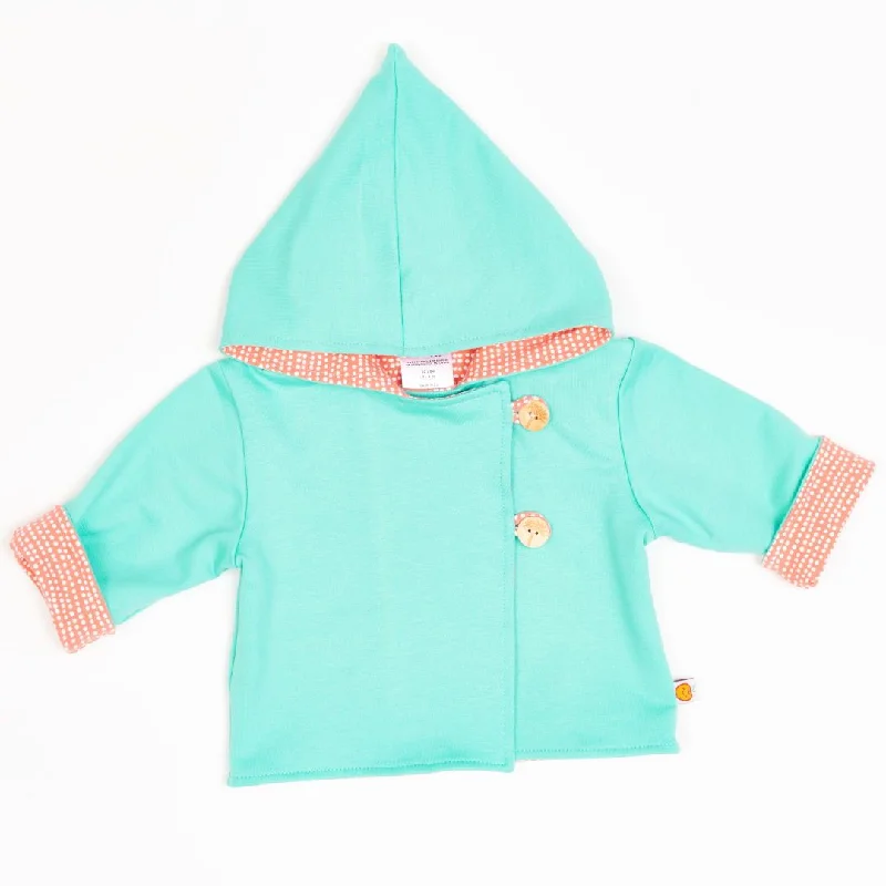 Reversible baby jacket ""Mint/Dotted Lines Coral""