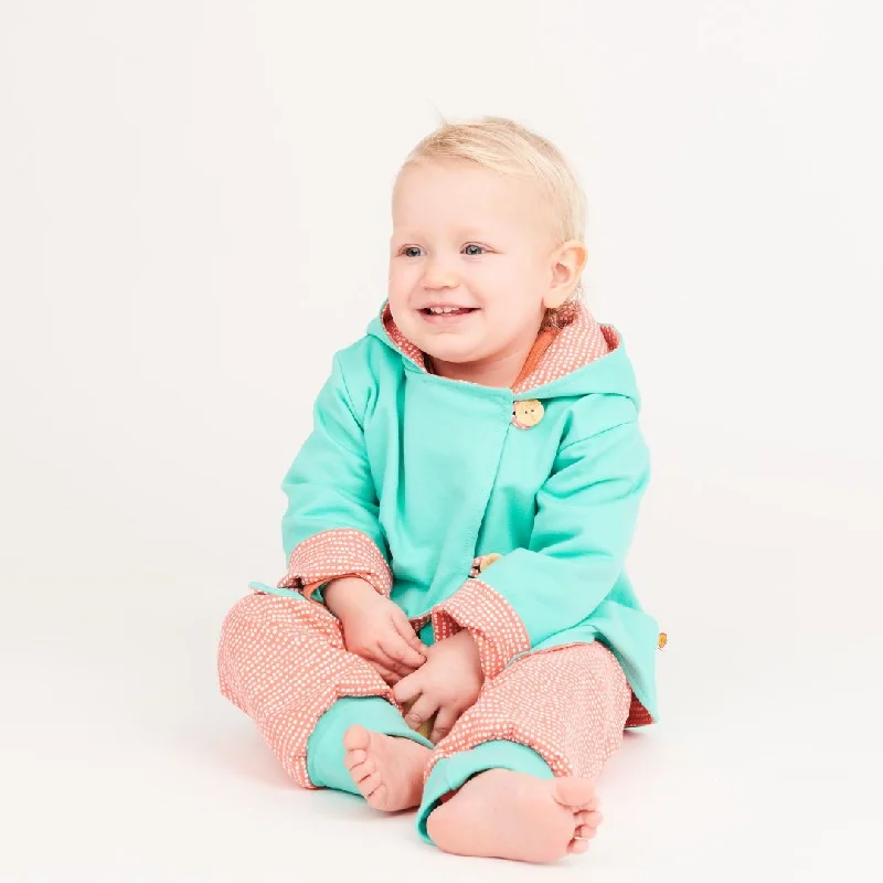 Reversible baby jacket ""Mint/Dotted Lines Coral""