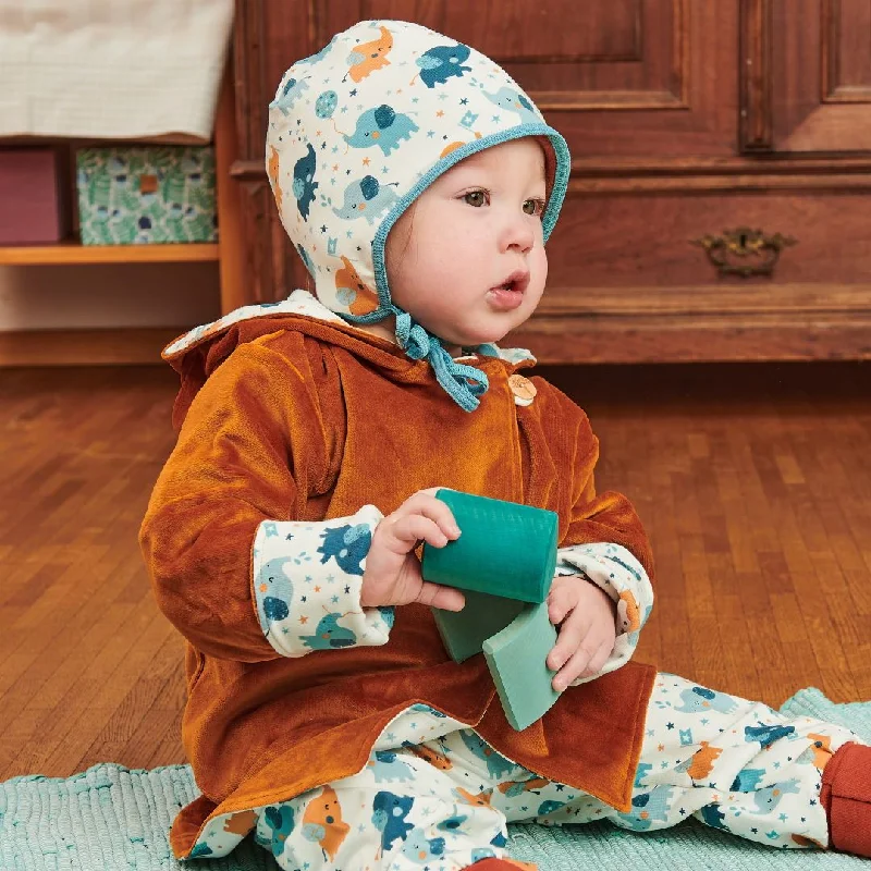 Organic reversible jacket ""Nicki Caramel | Baby Elephant"" - 98% organic cotton, 2% elastane