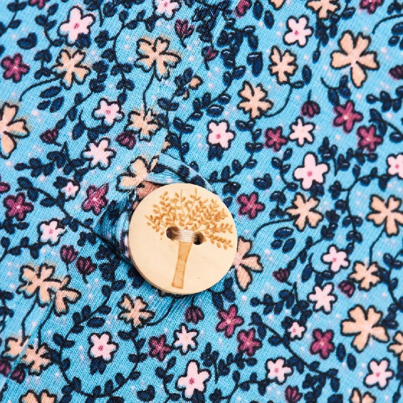 Organic reversible jacket ""Missy Flower | Nicki Pagoda Blue"" - 98% organic cotton, 2% elastane