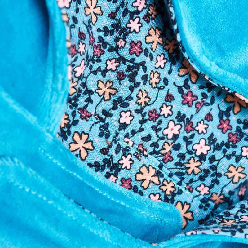 Organic reversible jacket ""Missy Flower | Nicki Pagoda Blue"" - 98% organic cotton, 2% elastane