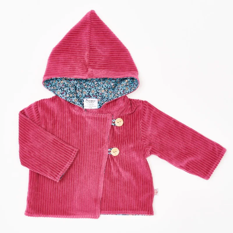 Organic reversible jacket ""Cordnicki Elder | Missy Flower"" - 98% organic cotton, 2% elastane