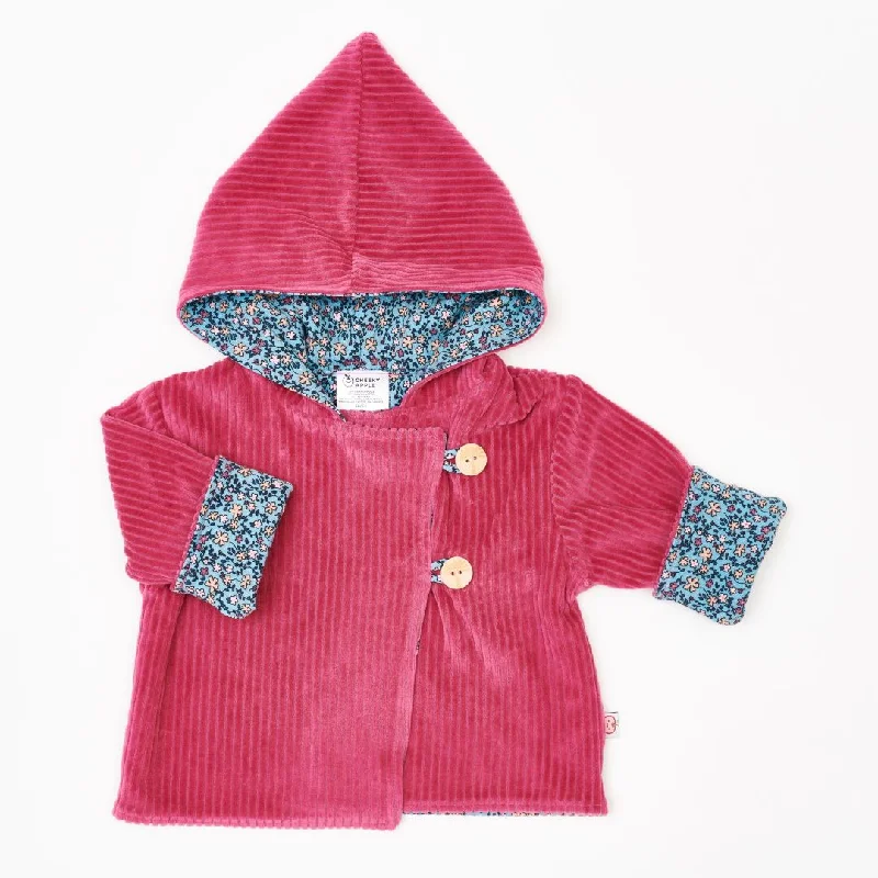 Organic reversible jacket ""Cordnicki Elder | Missy Flower"" - 98% organic cotton, 2% elastane