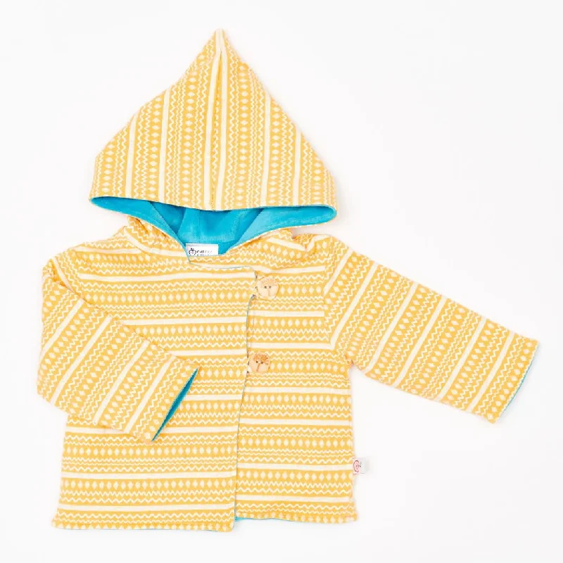 Organic reversible jacket ""Rhapsody | Nicki Pagoda Blue"" - 98% organic cotton, 2% elastane