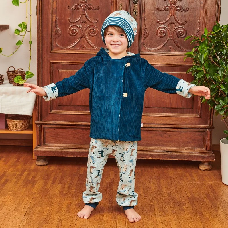 Organic reversible jacket ""Cordnicki Water by Night | Crocs on Wheels"" - 98% organic cotton, 2% elastane