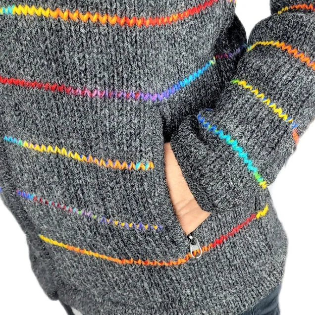 Jacket Dark Grey Rainbow Lines