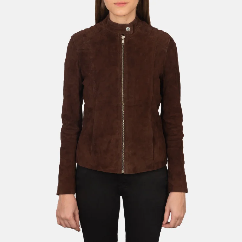 Kelsee Mocha Suede Biker Jacket