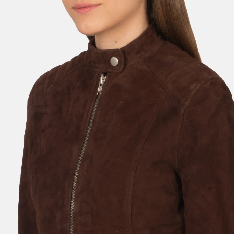 Kelsee Mocha Suede Biker Jacket