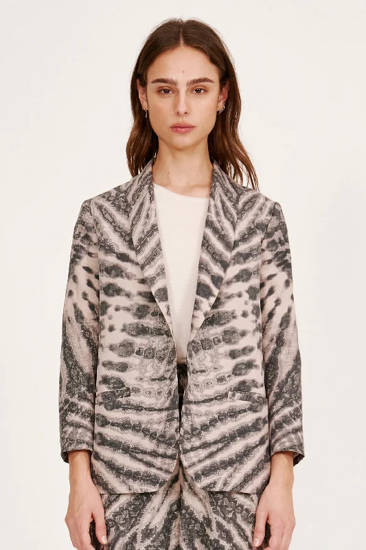 Treatment Print Khaki & Charcoal Clarissa Blazer