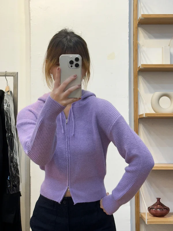 Lavender Hooded Short Jacket