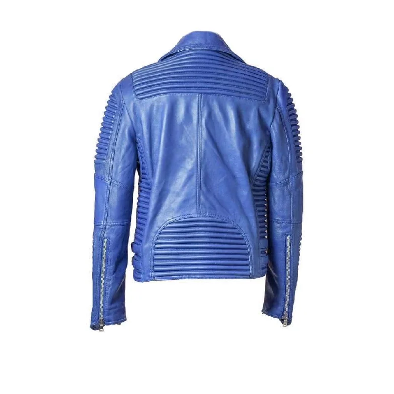 Leather Moto Jacket ( Royal )