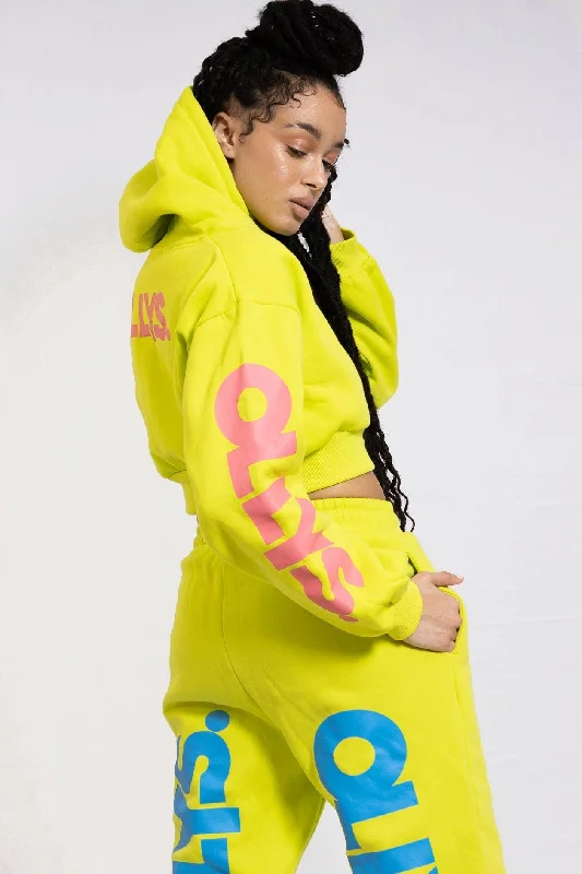 OLLYS. Lime Green Logo Chunky Hoodie