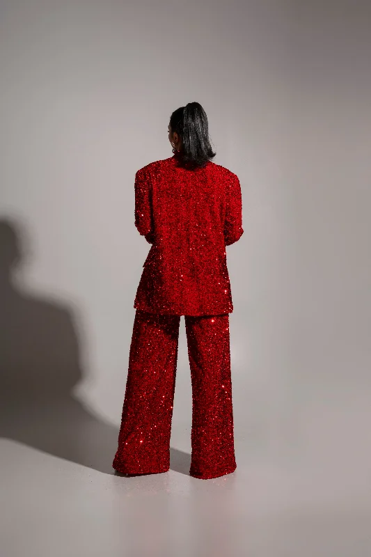 LIZA Sequin Blazer in RUBY