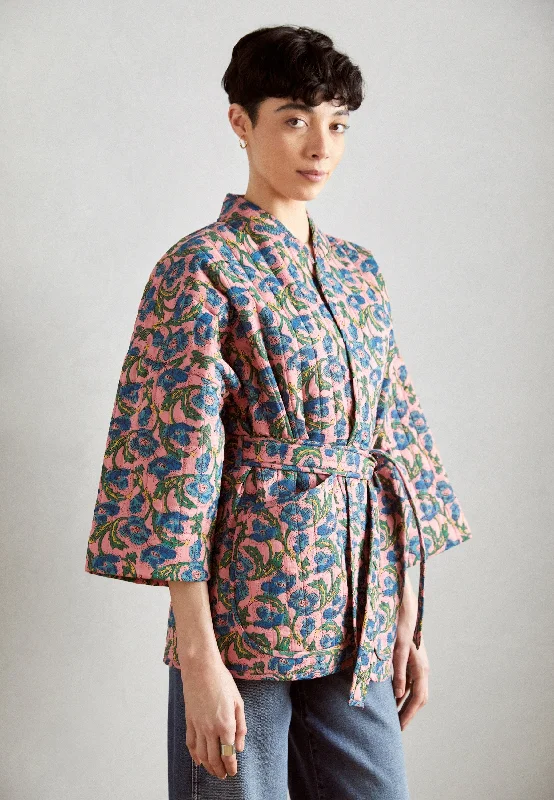 Lollys - Floral Kimono Jacket  - Pink Blue Floral