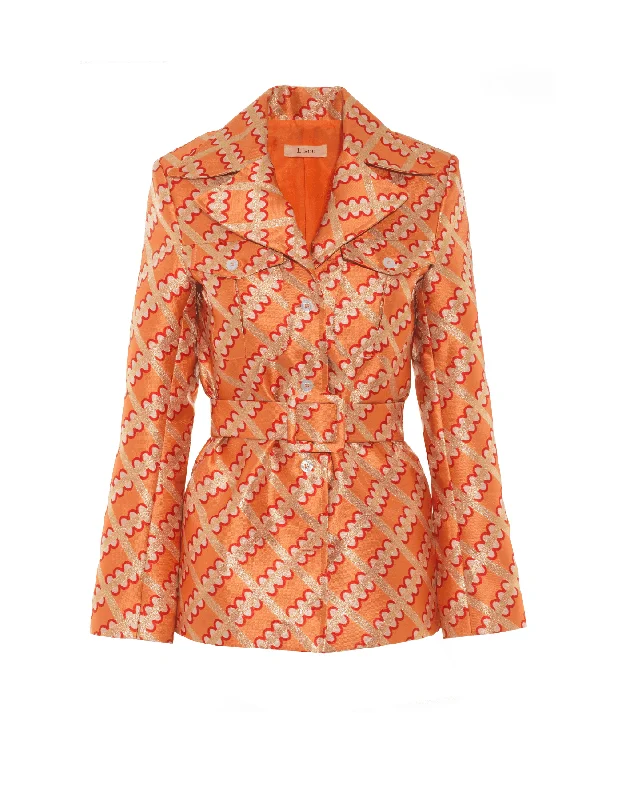 Lucille Pale Ginger Check Jacquard Jacket