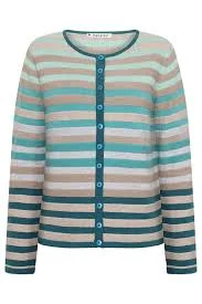 Mansted - Frail Eco Stripe Cardigan - Dark Turqouise