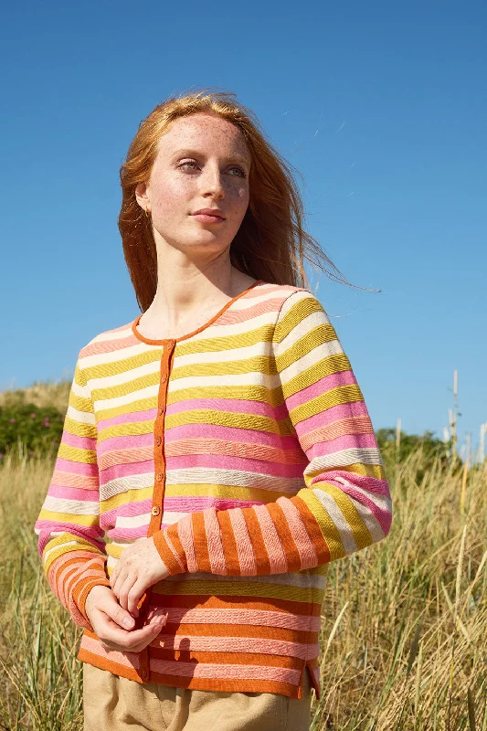 Mansted - Eco Stripe Cardigan - Spice